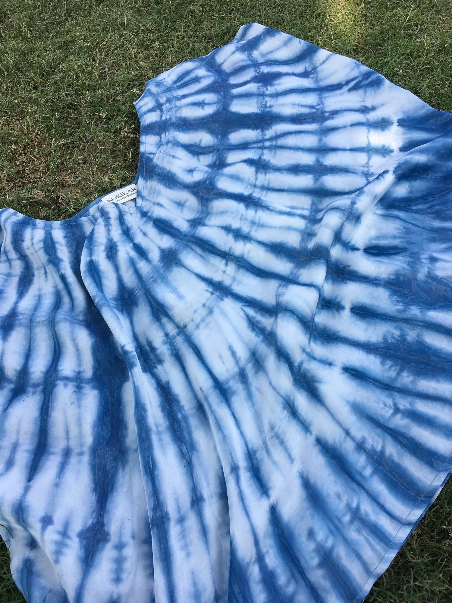 Shibori Art Modal Satin Flared Top for Women – Womens Top on Brown Living™. SKU: fst7. Img 2.