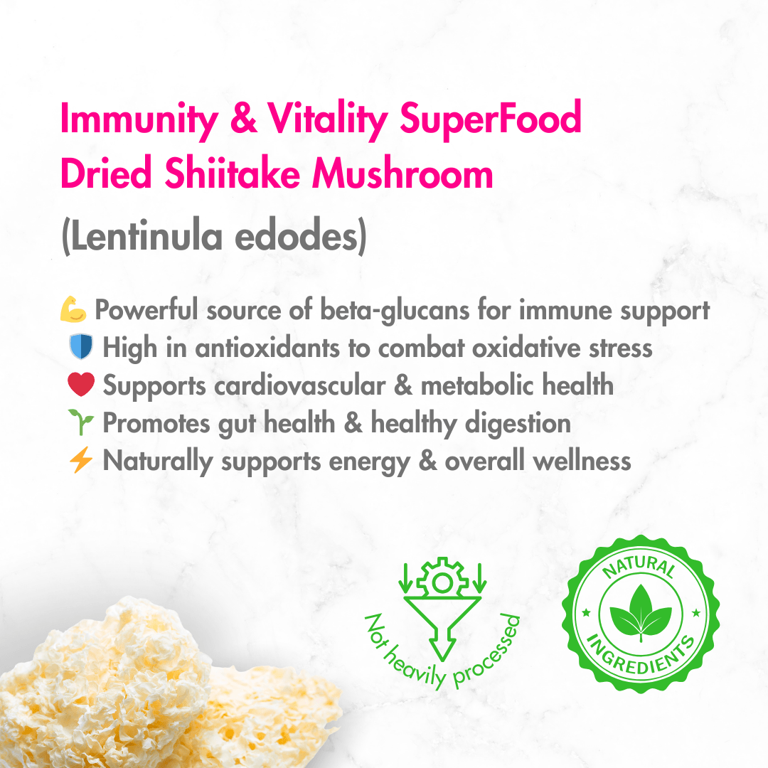 Shiitake Mushroom – Dried White Mushroom 100g – Canned & Jarred Food on Brown Living™. SKU: Shittake. Img 2.