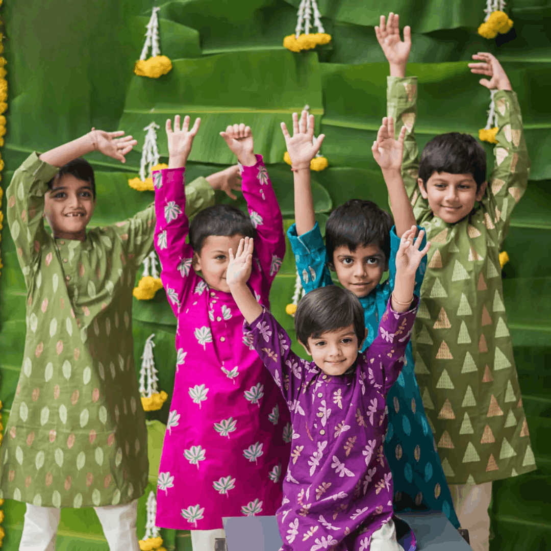 Shimmering Butterfly - Boys Ethnic Wear – Kids Ethnic Sets on Brown Living™. SKU: MITHEW-075B-1. Img 4.