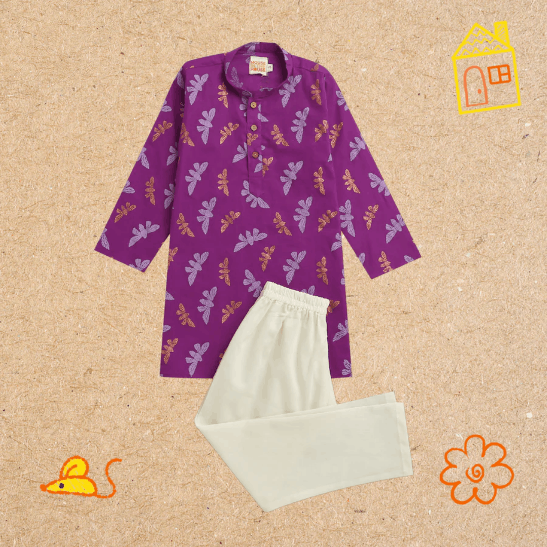 Shimmering Butterfly - Boys Ethnic Wear – Kids Ethnic Sets on Brown Living™. SKU: MITHEW-075B-1. Img 3.