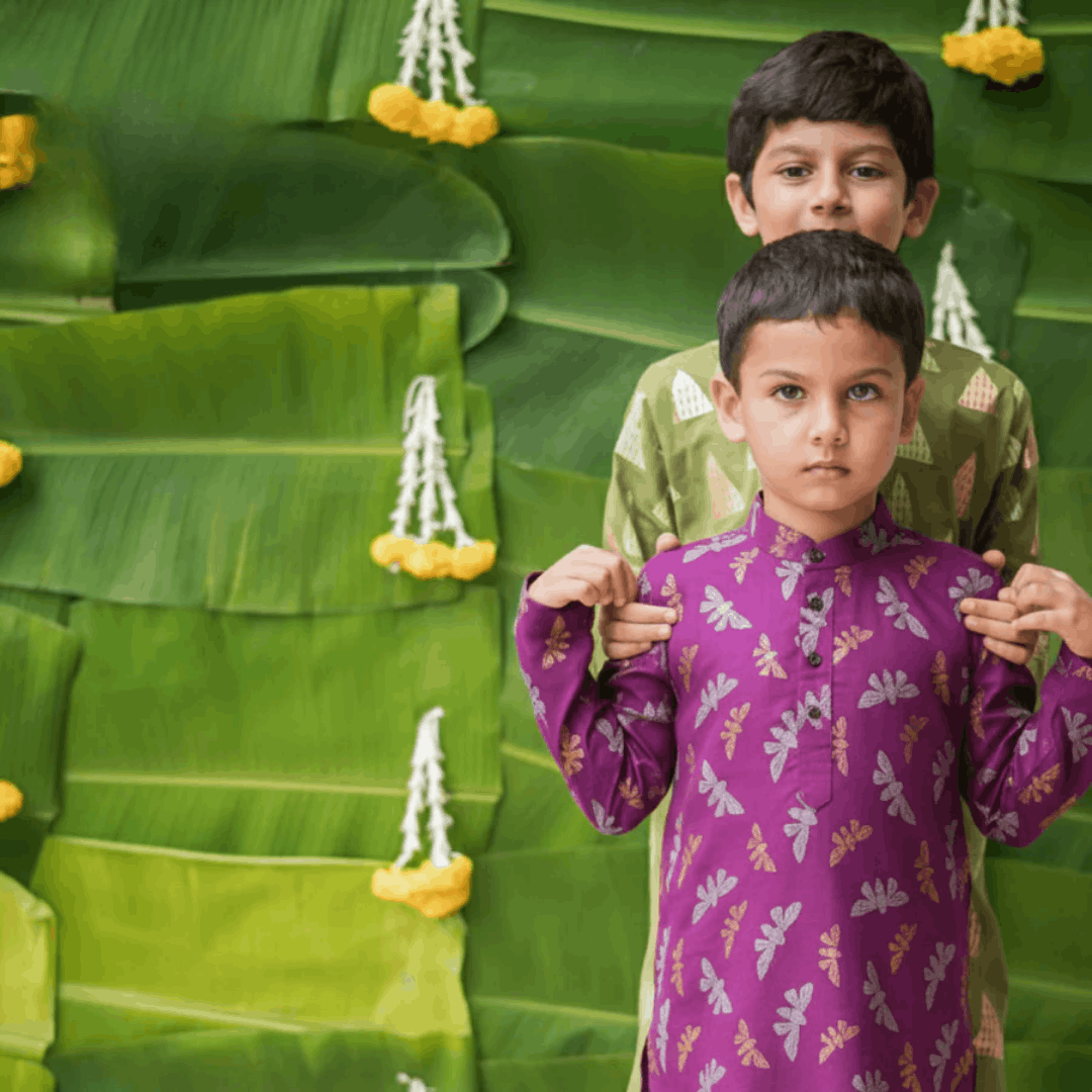 Shimmering Butterfly - Boys Ethnic Wear – Kids Ethnic Sets on Brown Living™. SKU: MITHEW-075B-1. Img 2.