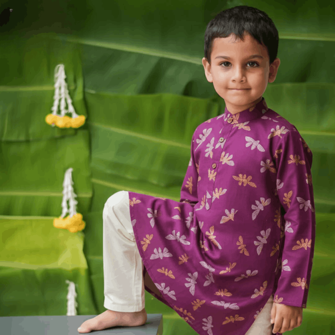 Shimmering Butterfly - Boys Ethnic Wear – Kids Ethnic Sets on Brown Living™. SKU: MITHEW-075B-1. Img 1.