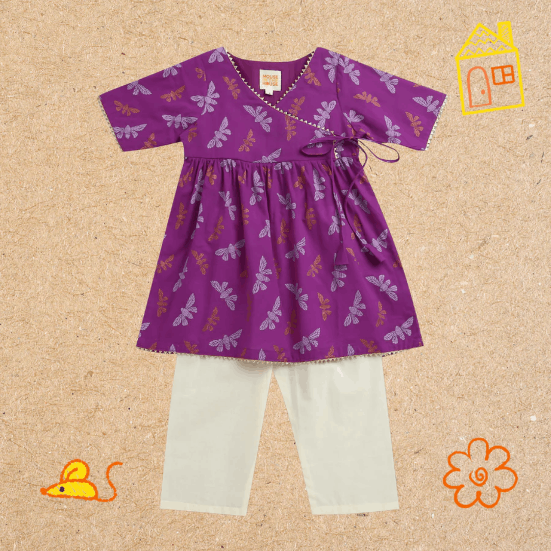 Shimmering Butterfly - Girls Ethnic Wear – Kids Ethnic Sets on Brown Living™. SKU: MITHEW-075-P-1. Img 2.