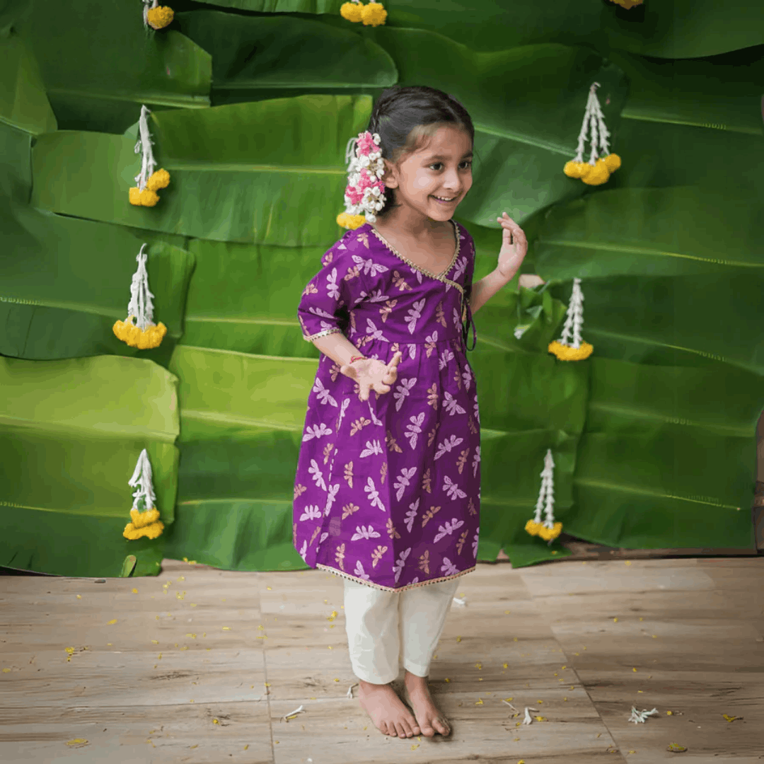 Shimmering Butterfly - Girls Ethnic Wear – Kids Ethnic Sets on Brown Living™. SKU: MITHEW-075-P-1. Img 4.