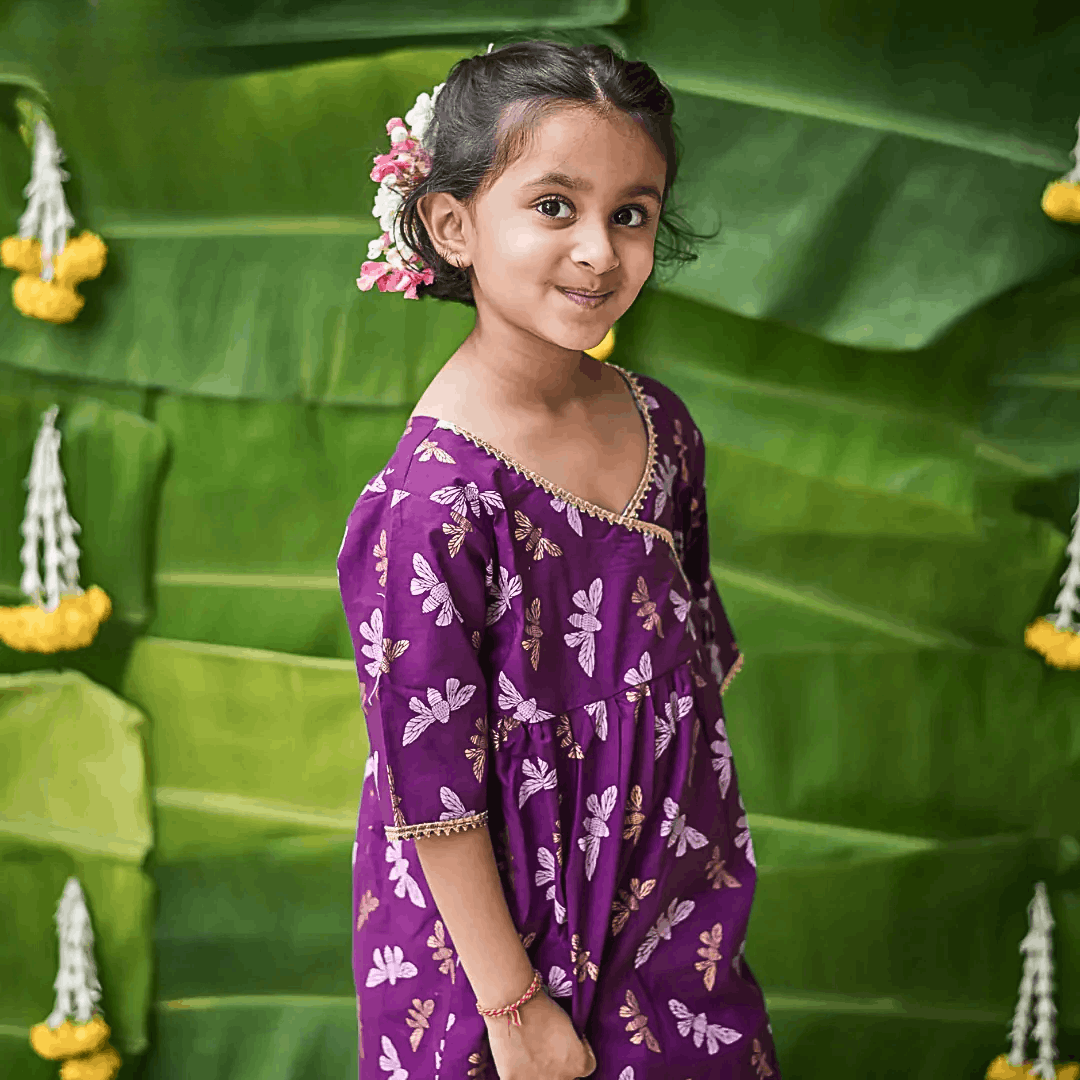 Shimmering Butterfly - Girls Ethnic Wear – Kids Ethnic Sets on Brown Living™. SKU: MITHEW-075-P-1. Img 1.