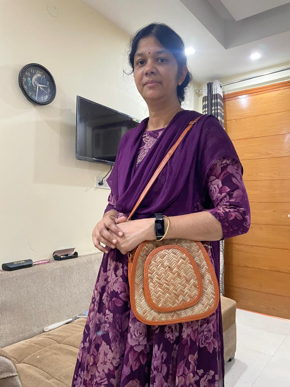 Shital Pati & Jute Sling Bag – Womens Handbag on Brown Living™. SKU: OEP480a. Img 11.