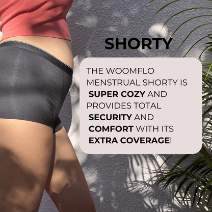 Shorty Medium Flow | Reusable Sanitary Shorts for Period Protection – Menstrual Cup by Woomflo available on Brown Living™. Xxs . SKU: CSMBLXXS. Img 2.