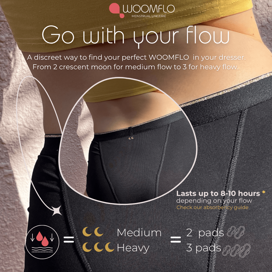 Shorty Medium Flow | Reusable Sanitary Shorts for Period Protection – Menstrual Cup by Woomflo available on Brown Living™. Xxs . SKU: CSMBLXXS. Img 9.