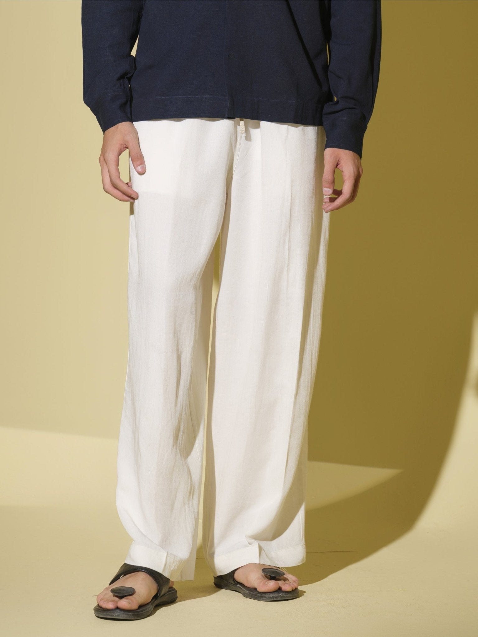 Shuddhavasa - Bamboo Linen Pant – Mens Pants by Vasudhaa Vastrram available on Brown Living™. S . SKU: VDYPT6S001M5005. Img 1.