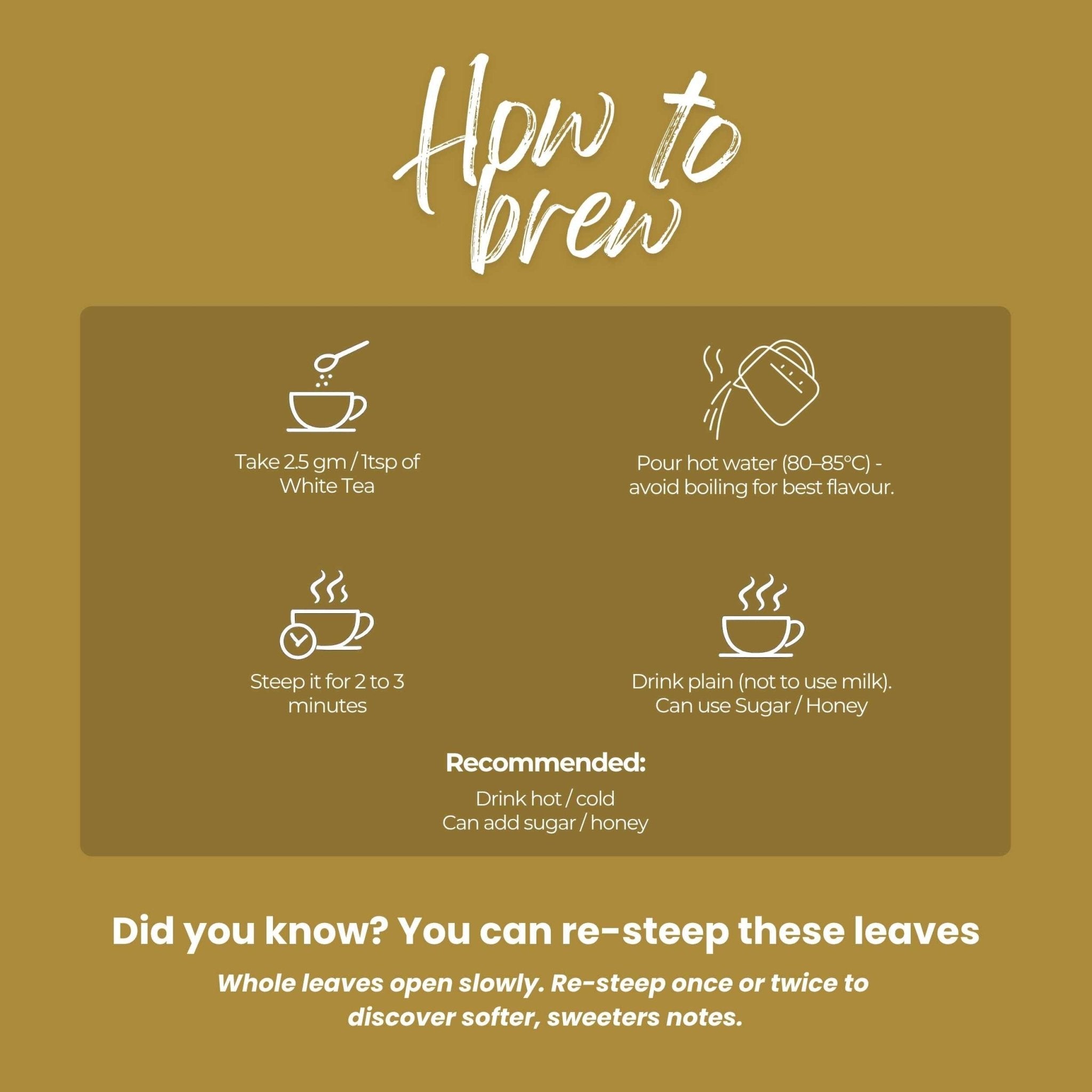 Silver Needle White Tea – Hand-Plucked, Rich in Antioxidants – 50g – Tea on Brown Living™. SKU: WTTin50New. Img 4.