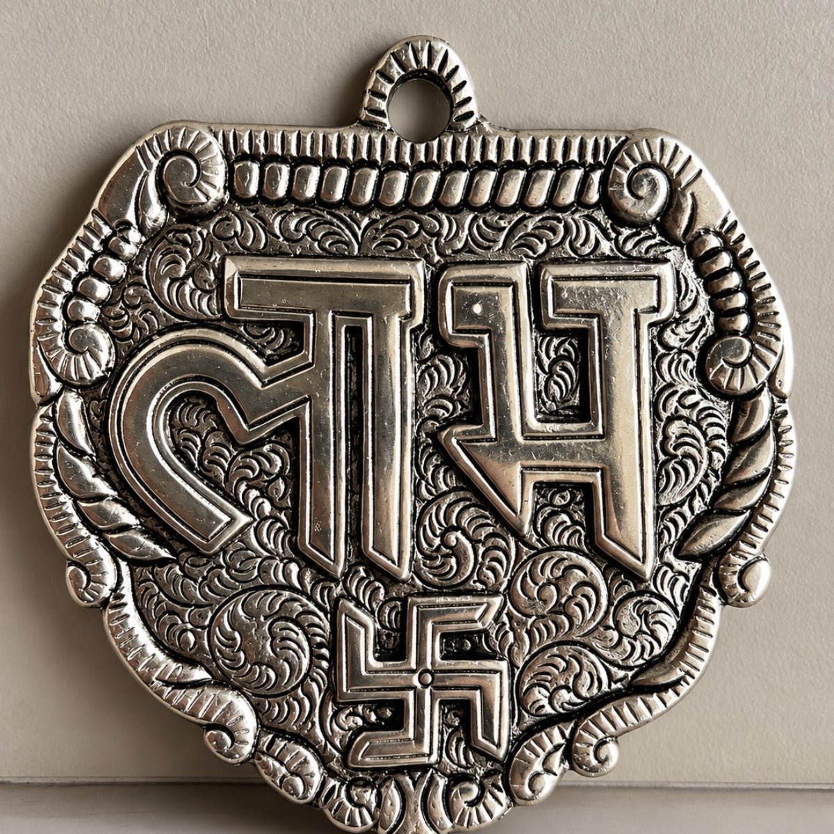 Silver Plated Palm Shape Shubh Labh | Diwali & Pooja Decor – Home Decor on Brown Living™. SKU: D-494. Img 2.
