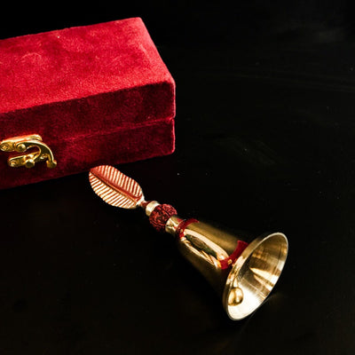 Silver Plated Rudra Bell – Sacred Pooja Ghanti for Diwali – Pooja Needs on Brown Living™. SKU: GB - 412. Img 6.