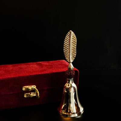 Silver Plated Rudra Bell – Sacred Pooja Ghanti for Diwali – Pooja Needs on Brown Living™. SKU: GB - 412. Img 1.