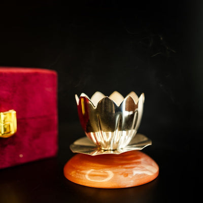 Silver Plated Shanti Deep – Traditional Diwali Oil Lamp – Pooja Needs on Brown Living™. SKU: GB - 430. Img 4.