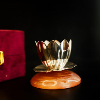 Silver Plated Shanti Deep – Traditional Diwali Oil Lamp – Pooja Needs on Brown Living™. SKU: GB - 430. Img 5.