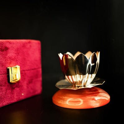 Silver Plated Shanti Deep – Traditional Diwali Oil Lamp – Pooja Needs on Brown Living™. SKU: GB - 430. Img 6.