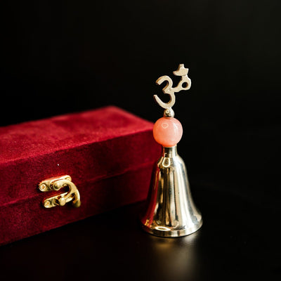 Silver Plated Shuddh Om Ghanti – Auspicious Diwali Pooja Bell – Pooja Needs on Brown Living™. SKU: GB - 410. Img 1.
