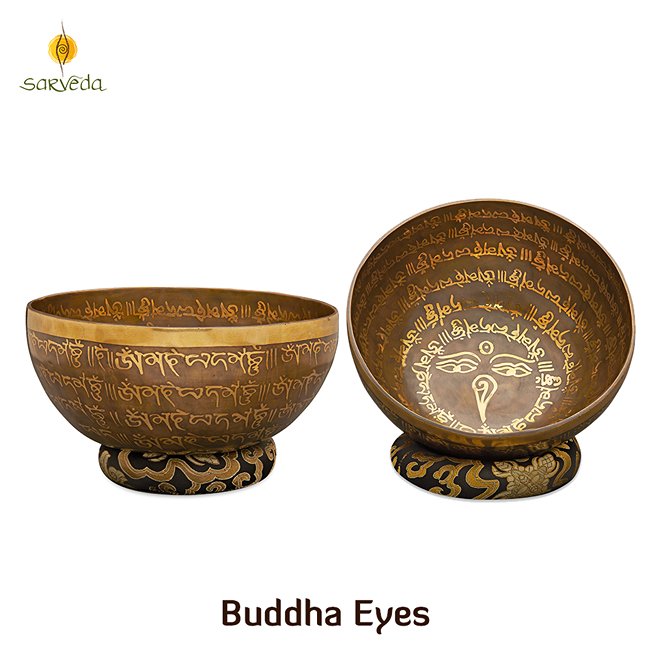 Singing Bowls Handmade Etched - Buddha's Eyes - 8inches | Verified Sustainable by Brown Living™