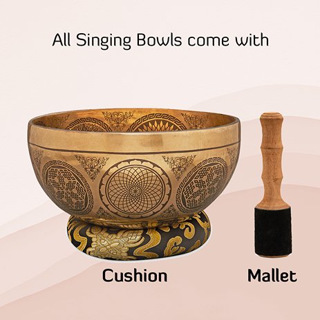 Singing Bowls Handmade Etched - Buddha's Eyes - 8inches | Verified Sustainable by Brown Living™