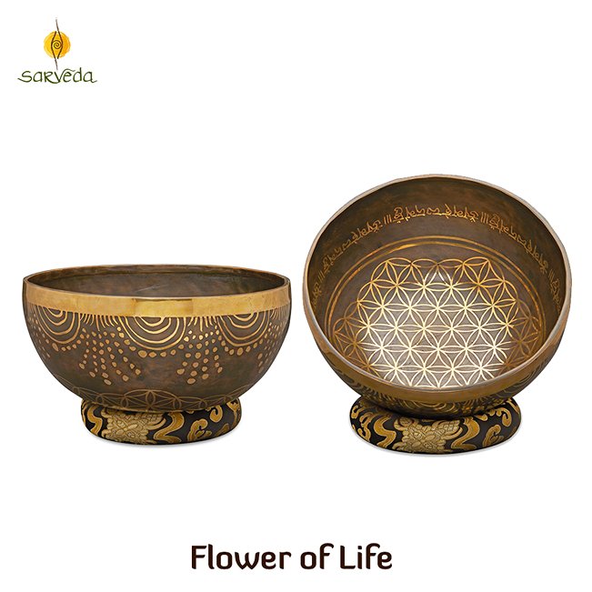 Singing Bowls Handmade Etched - Flower of Life - 8inches | Verified Sustainable by Brown Living™