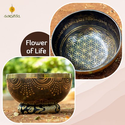 Singing Bowls Handmade Etched - Flower of Life - 8inches | Verified Sustainable by Brown Living™