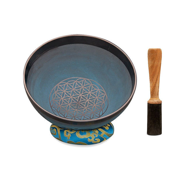 Singing Bowls - Rustic - Flower of Life - Blue - 105inches | Verified Sustainable by Brown Living™