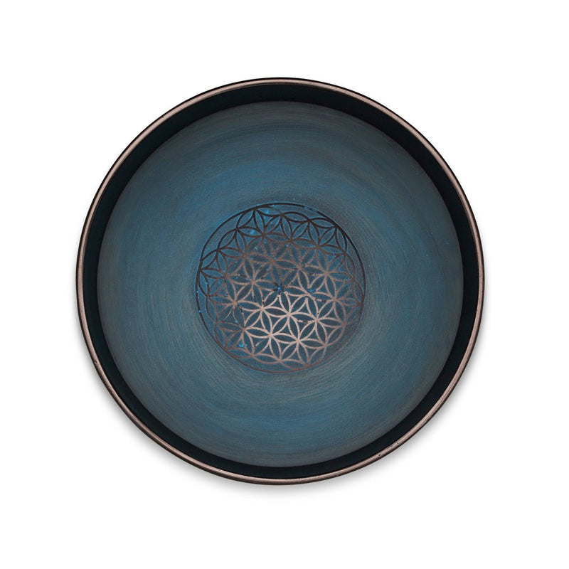 Singing Bowls - Rustic - Flower of Life - Blue - 8inches | Verified Sustainable by Brown Living™