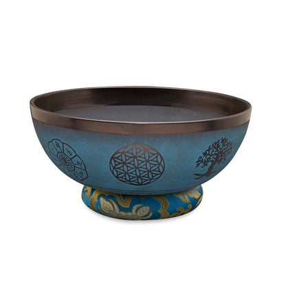 Singing Bowls - Rustic - Flower of Life - Blue - 8inches | Verified Sustainable by Brown Living™