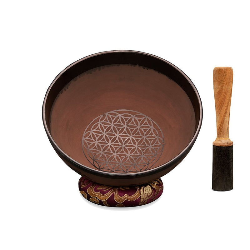 Singing Bowls - Rustic - Flower of Life - Brown - 8inches | Verified Sustainable by Brown Living™