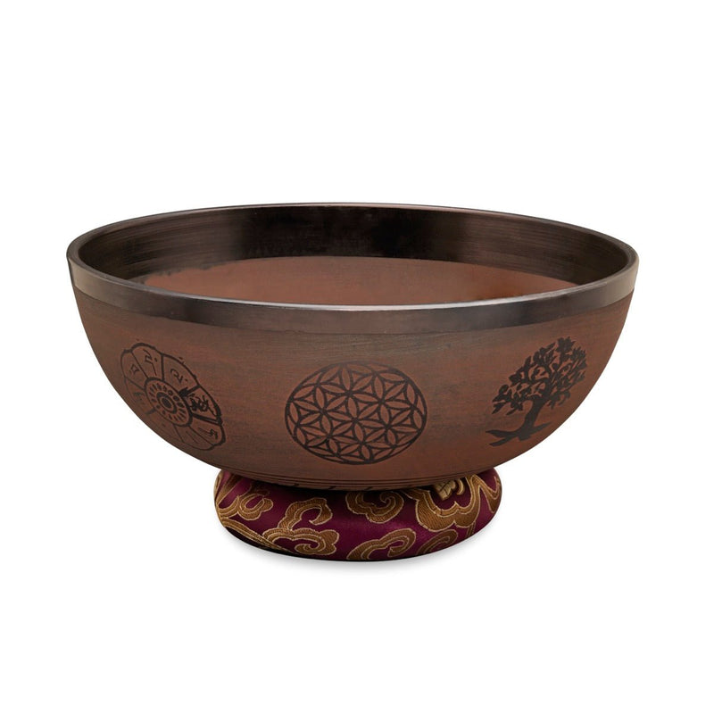 Singing Bowls - Rustic - Flower of Life - Brown - 8inches | Verified Sustainable by Brown Living™