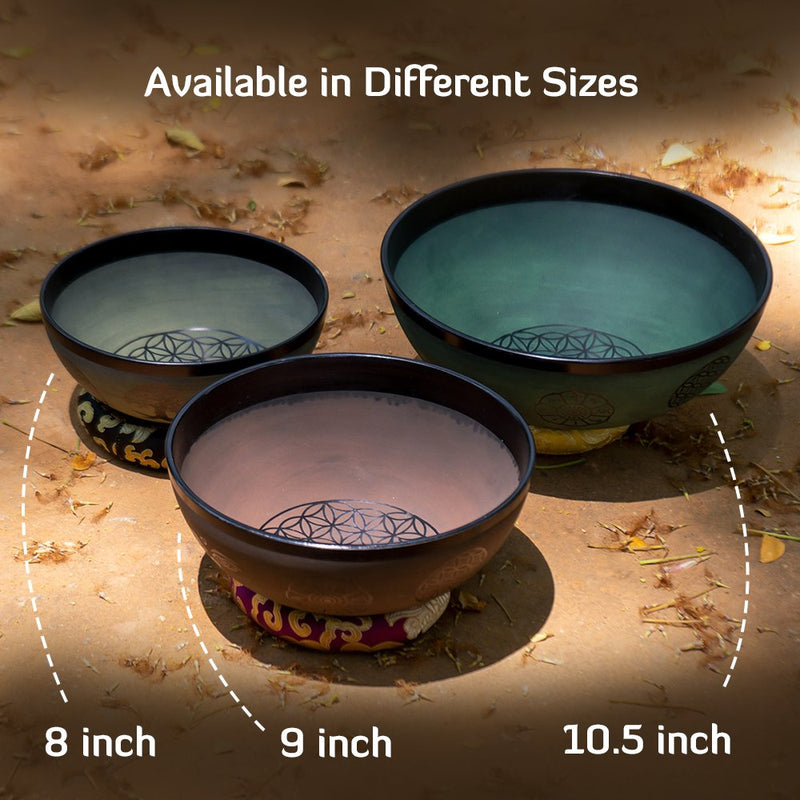 Singing Bowls - Rustic - Flower of Life - Green - 105inches | Verified Sustainable by Brown Living™