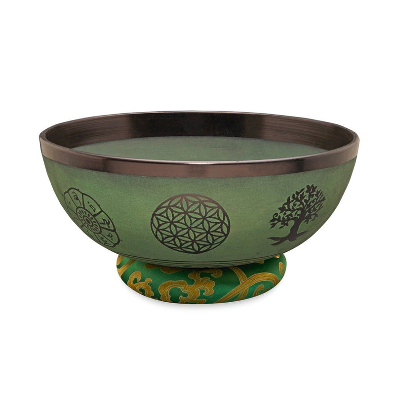 Singing Bowls - Rustic - Flower of Life - Green - 105inches | Verified Sustainable by Brown Living™