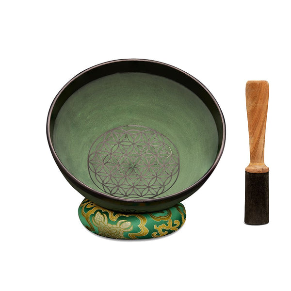 Singing Bowls - Rustic - Flower of Life - Green - 105inches | Verified Sustainable by Brown Living™