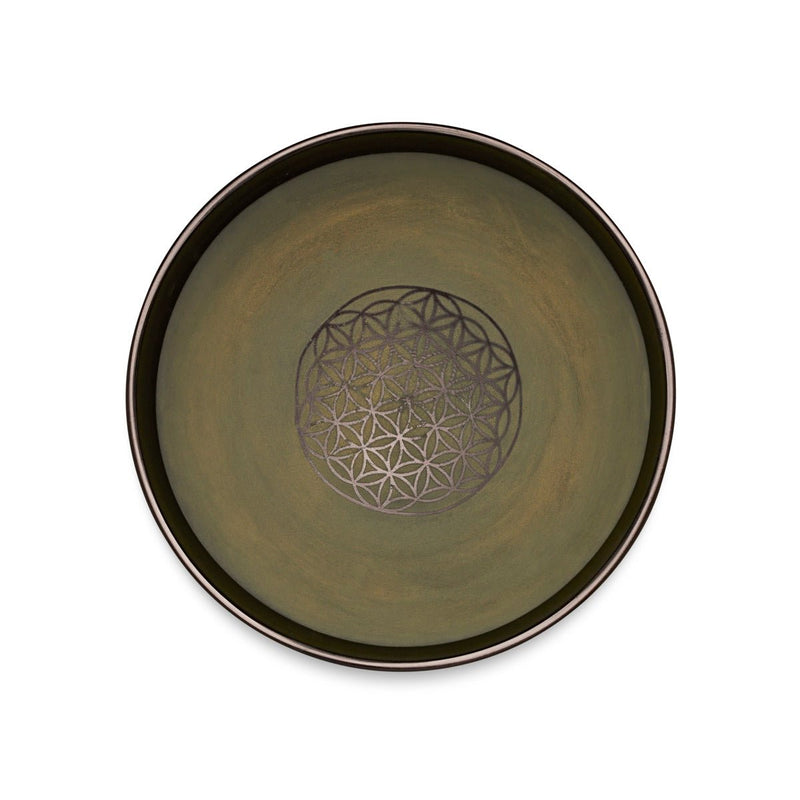 Singing Bowls - Rustic - Flower of Life - Olive Green - 105inches | Verified Sustainable by Brown Living™