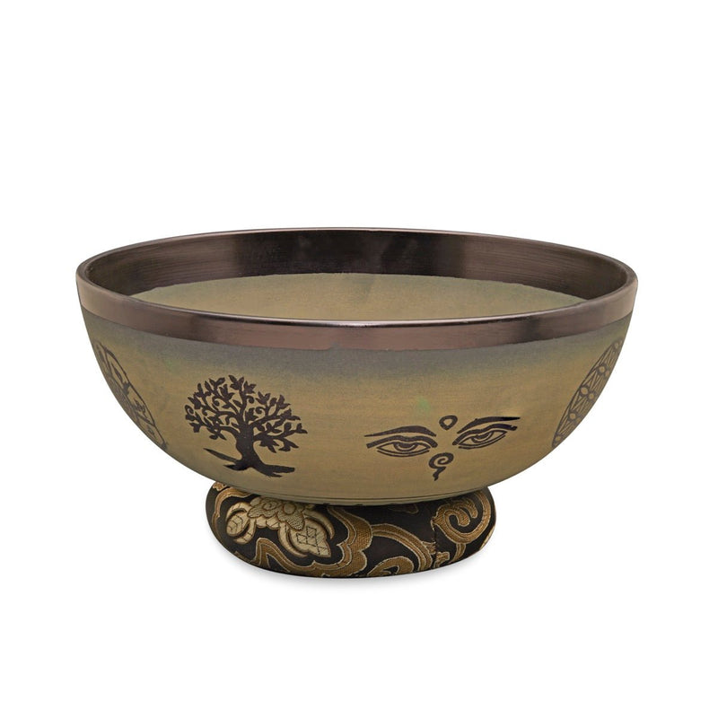 Singing Bowls - Rustic - Flower of Life - Olive Green - 105inches | Verified Sustainable by Brown Living™