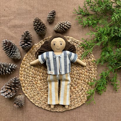 Single Doll - Aadhya - Cotton Fabric Toy - Warm | Verified Sustainable by Brown Living™