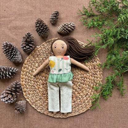 Single Doll - Anvi - Cotton Fabric Toy - Warm | Verified Sustainable by Brown Living™