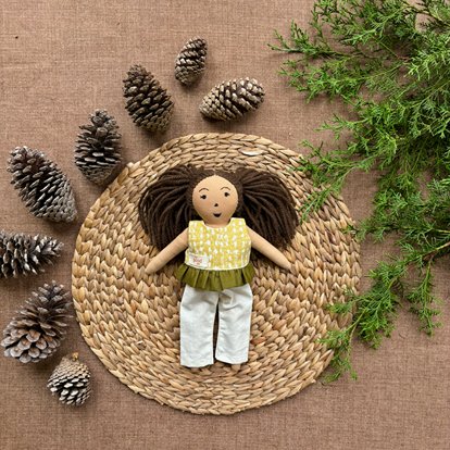 Single Doll - Falak - Cotton Fabric Toy - Warm | Verified Sustainable by Brown Living™