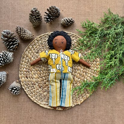 Single Doll - Jay - Cotton Fabric Toy - Deep | Verified Sustainable Role & Pretend Play Toys on Brown Living™