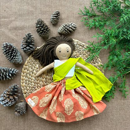 Single Doll - Jyotsna - Cotton Fabric Toy - Warm | Verified Sustainable Role & Pretend Play Toys on Brown Living™