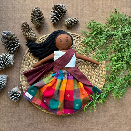 Single Doll - Krishna - Cotton Fabric Toy - Deep | Verified Sustainable by Brown Living™