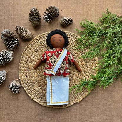 Single Doll - Mani - Cotton Fabric Toy - Deep | Verified Sustainable Role & Pretend Play Toys on Brown Living™