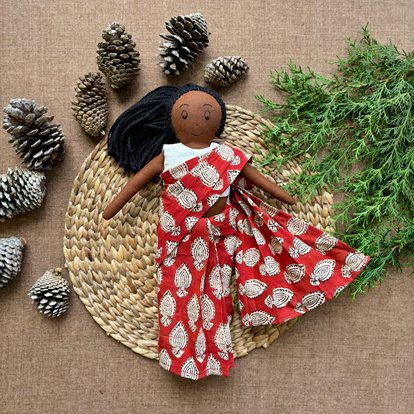 Single Doll - Manjula - Cotton Fabric Toy - Deep | Verified Sustainable Role & Pretend Play Toys on Brown Living™