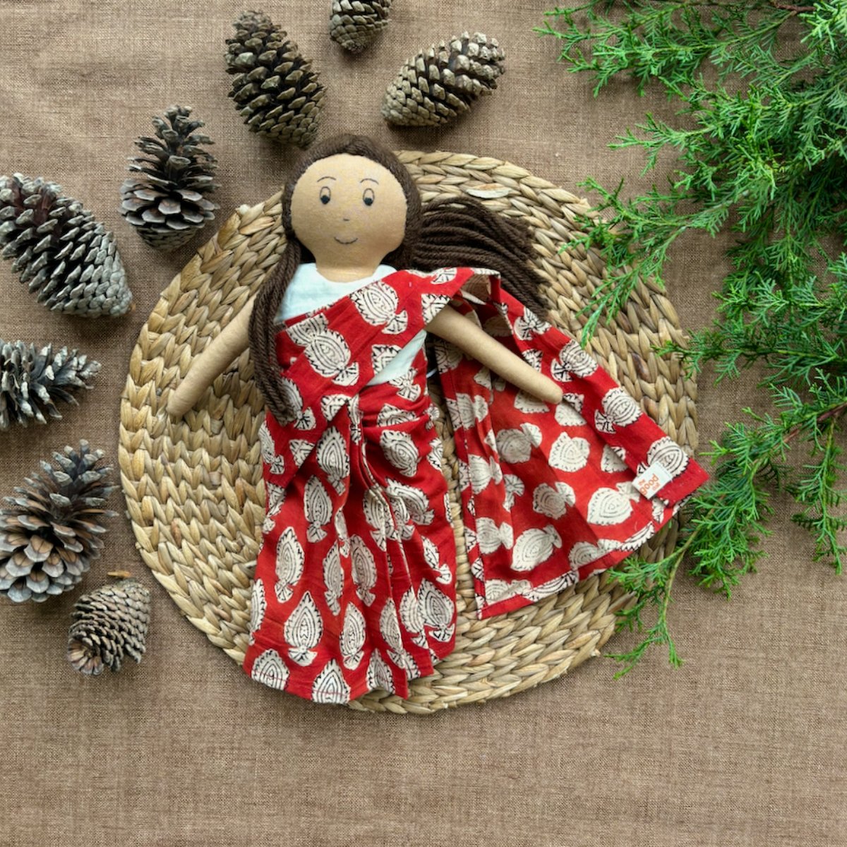 Single Doll - Manjula - Cotton Fabric Toy - Warm | Verified Sustainable by Brown Living™