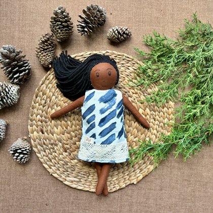 Single Doll - Rinkal - Cotton Fabric Toy - Deep | Verified Sustainable Role & Pretend Play Toys on Brown Living™