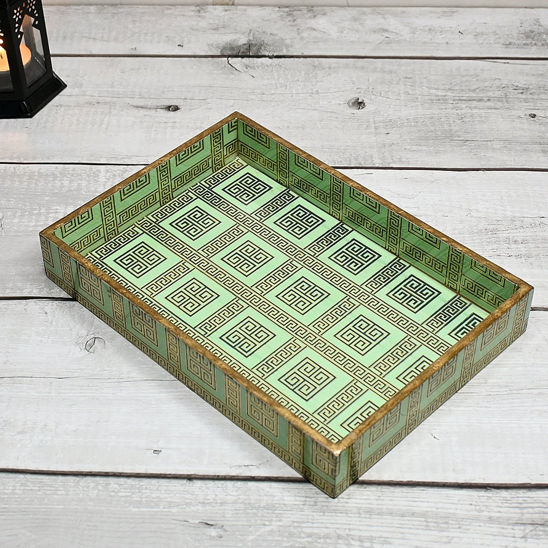 Single Yellow MDF Serving Tray – Trays & Platters by The Mohraj available on Brown Living™. Block Green . SKU: MJ00120TYV. Img 4.