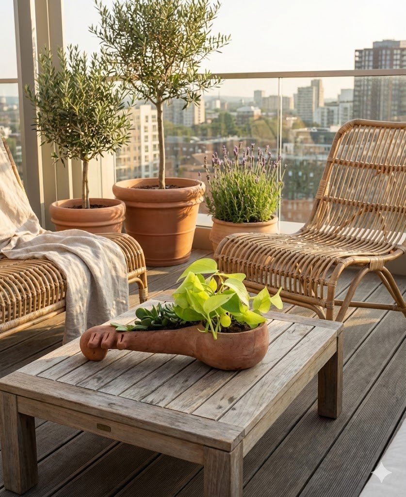 Sitar Vibe Handcrafted Musical Clay Planter – Pots & Planters on Brown Living™. SKU: A0_plt_0024. Img 6.