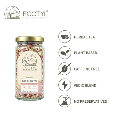 Skin Glow Tea | Skin Nourishment | Herbal Tea | 60g – Tea on Brown Living™. SKU: ECOTYL00059. Img 3.