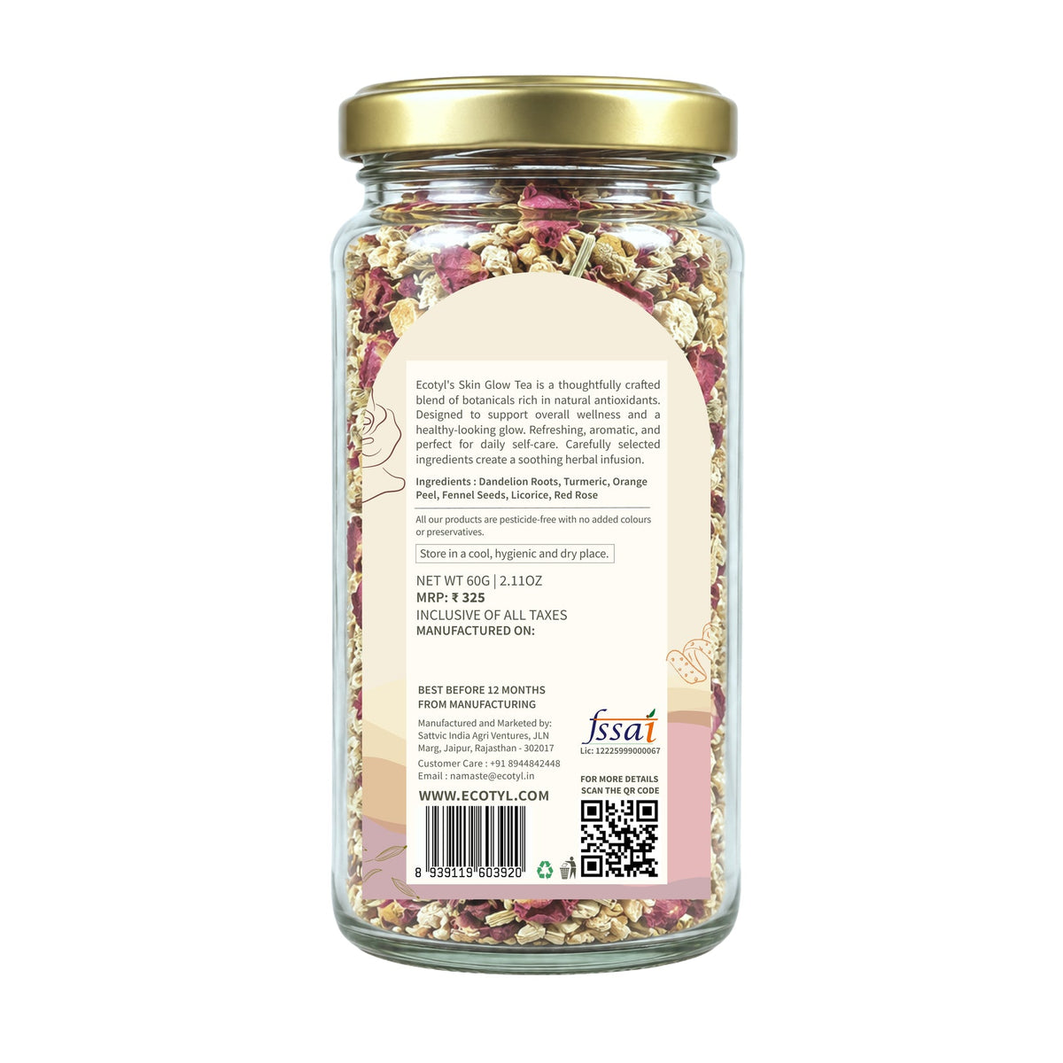 Skin Glow Tea | Skin Nourishment | Herbal Tea | 60g – Tea on Brown Living™. SKU: ECOTYL00059. Img 6.