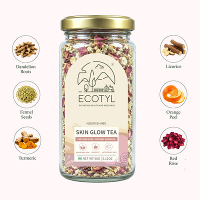 Skin Glow Tea | Skin Nourishment | Herbal Tea | 60g – Tea on Brown Living™. SKU: ECOTYL00059. Img 1.